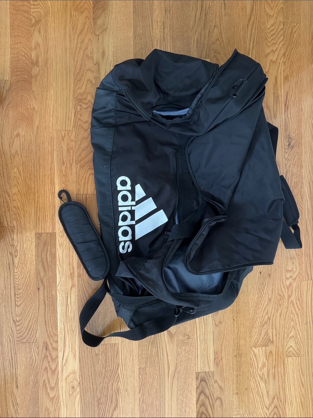 adidas Black Duffel with White Logo